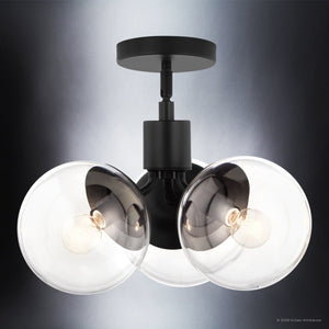 Urban Ambiance - Chandelier - UKC20651 Mid-Century Modern Indoor Chandelier, 9.5''H x 16.5''W x 16.5''Dep, Black Finish, Hartwell Collection -