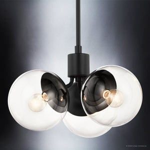 Urban Ambiance - Chandelier - UKC20651 Mid-Century Modern Indoor Chandelier, 9.5''H x 16.5''W x 16.5''Dep, Black Finish, Hartwell Collection -