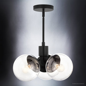 Urban Ambiance - Chandelier - UKC20651 Mid-Century Modern Indoor Chandelier, 9.5''H x 16.5''W x 16.5''Dep, Black Finish, Hartwell Collection -