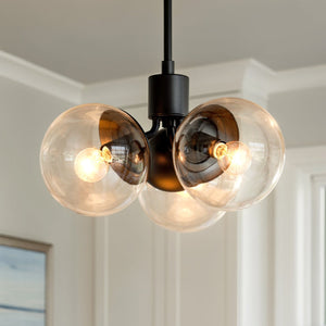 Urban Ambiance - Chandelier - UKC20651 Mid-Century Modern Indoor Chandelier, 9.5''H x 16.5''W x 16.5''Dep, Black Finish, Hartwell Collection -