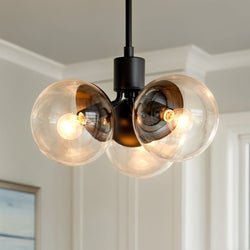 Urban Ambiance - Chandelier - UKC20651 Mid-Century Modern Indoor Chandelier, 9.5''H x 16.5''W x 16.5''Dep, Black Finish, Hartwell Collection -