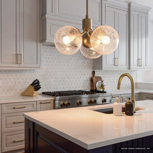 Urban Ambiance - Chandelier - UKC20652 Mid-Century Modern Indoor Chandelier, 9.5''H x 16.5''W x 16.5''Dep, Champagne Bronze Finish, Hartwell Collection -