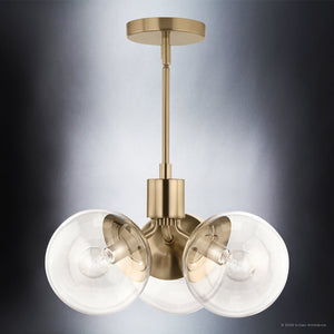 Urban Ambiance - Chandelier - UKC20653 Mid-Century Modern Indoor Chandelier, 9.5''H x 16.5''W x 16.5''Dep, Champagne Bronze Finish, Hartwell Collection -