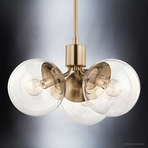 Urban Ambiance - Chandelier - UKC20653 Mid-Century Modern Indoor Chandelier, 9.5''H x 16.5''W x 16.5''Dep, Champagne Bronze Finish, Hartwell Collection -