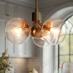 Urban Ambiance - Chandelier - UKC20653 Mid-Century Modern Indoor Chandelier, 9.5''H x 16.5''W x 16.5''Dep, Champagne Bronze Finish, Hartwell Collection -