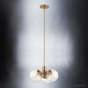 Urban Ambiance - Chandelier - UKC20653 Mid-Century Modern Indoor Chandelier, 9.5''H x 16.5''W x 16.5''Dep, Champagne Bronze Finish, Hartwell Collection -
