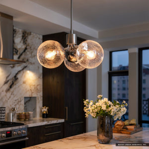 Urban Ambiance - Chandelier - UKC20654 Mid-Century Modern Indoor Chandelier, 9.5''H x 16.5''W x 16.5''Dep, Polished Nickel Finish, Hartwell Collection -
