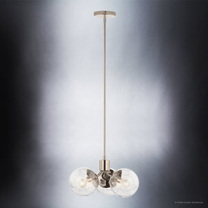 Urban Ambiance - Chandelier - UKC20654 Mid-Century Modern Indoor Chandelier, 9.5''H x 16.5''W x 16.5''Dep, Polished Nickel Finish, Hartwell Collection -