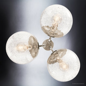 Urban Ambiance - Chandelier - UKC20654 Mid-Century Modern Indoor Chandelier, 9.5''H x 16.5''W x 16.5''Dep, Polished Nickel Finish, Hartwell Collection -