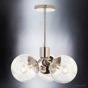 Urban Ambiance - Chandelier - UKC20654 Mid-Century Modern Indoor Chandelier, 9.5''H x 16.5''W x 16.5''Dep, Polished Nickel Finish, Hartwell Collection -