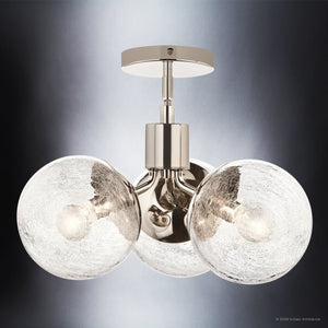 Urban Ambiance - Chandelier - UKC20654 Mid-Century Modern Indoor Chandelier, 9.5''H x 16.5''W x 16.5''Dep, Polished Nickel Finish, Hartwell Collection -