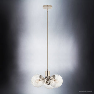 Urban Ambiance - Chandelier - UKC20654 Mid-Century Modern Indoor Chandelier, 9.5''H x 16.5''W x 16.5''Dep, Polished Nickel Finish, Hartwell Collection -