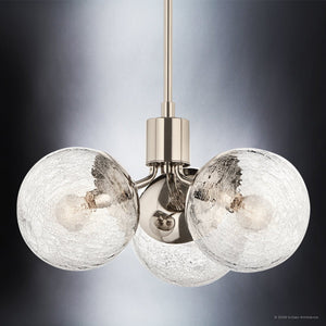 Urban Ambiance - Chandelier - UKC20654 Mid-Century Modern Indoor Chandelier, 9.5''H x 16.5''W x 16.5''Dep, Polished Nickel Finish, Hartwell Collection -
