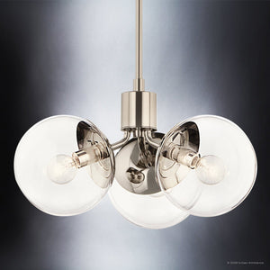 Urban Ambiance - Chandelier - UKC20655 Mid-Century Modern Indoor Chandelier, 9.5''H x 16.5''W x 16.5''Dep, Polished Nickel Finish, Hartwell Collection -