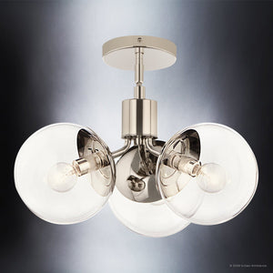 Urban Ambiance - Chandelier - UKC20655 Mid-Century Modern Indoor Chandelier, 9.5''H x 16.5''W x 16.5''Dep, Polished Nickel Finish, Hartwell Collection -