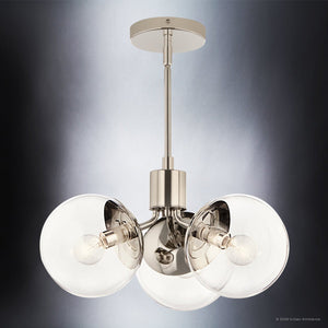Urban Ambiance - Chandelier - UKC20655 Mid-Century Modern Indoor Chandelier, 9.5''H x 16.5''W x 16.5''Dep, Polished Nickel Finish, Hartwell Collection -