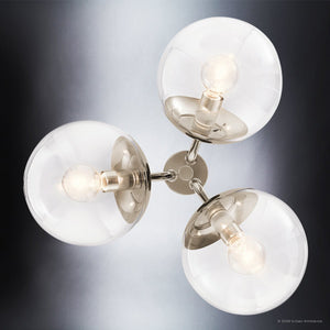 Urban Ambiance - Chandelier - UKC20655 Mid-Century Modern Indoor Chandelier, 9.5''H x 16.5''W x 16.5''Dep, Polished Nickel Finish, Hartwell Collection -
