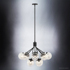 Urban Ambiance - Chandelier - UKC20656 Mid-Century Modern Indoor Chandelier, 22.25''H x 30''W x 30''Dep, Black Finish, Hartwell Collection -