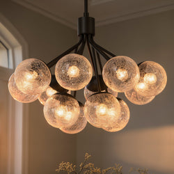 Urban Ambiance - Chandelier - UKC20656 Mid-Century Modern Indoor Chandelier, 22.25''H x 30''W x 30''Dep, Black Finish, Hartwell Collection -