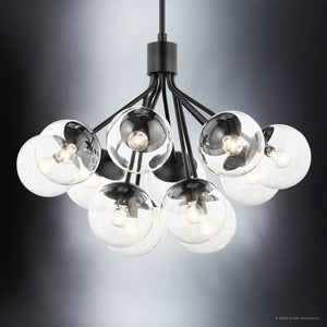 Urban Ambiance - Chandelier - UKC20657 Mid-Century Modern Indoor Chandelier, 22.25''H x 30''W x 30''Dep, Black Finish, Hartwell Collection -