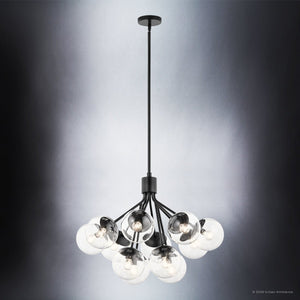Urban Ambiance - Chandelier - UKC20657 Mid-Century Modern Indoor Chandelier, 22.25''H x 30''W x 30''Dep, Black Finish, Hartwell Collection -