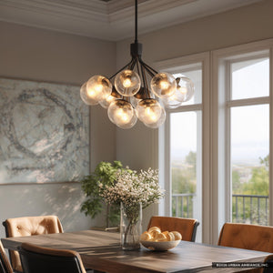 Urban Ambiance - Chandelier - UKC20657 Mid-Century Modern Indoor Chandelier, 22.25''H x 30''W x 30''Dep, Black Finish, Hartwell Collection -