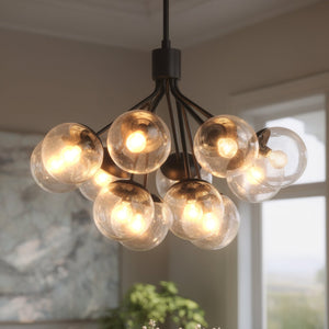 Urban Ambiance - Chandelier - UKC20657 Mid-Century Modern Indoor Chandelier, 22.25''H x 30''W x 30''Dep, Black Finish, Hartwell Collection -
