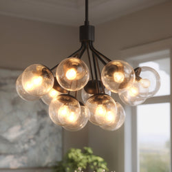 Urban Ambiance - Chandelier - UKC20657 Mid-Century Modern Indoor Chandelier, 22.25''H x 30''W x 30''Dep, Black Finish, Hartwell Collection -