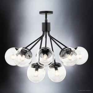Urban Ambiance - Chandelier - UKC20657 Mid-Century Modern Indoor Chandelier, 22.25''H x 30''W x 30''Dep, Black Finish, Hartwell Collection -