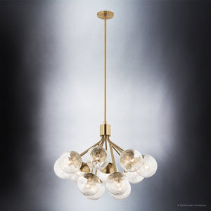 Urban Ambiance - Chandelier - UKC20658 Mid-Century Modern Indoor Chandelier, 22.25''H x 30''W x 30''Dep, Champagne Bronze Finish, Hartwell Collection -
