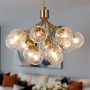 Urban Ambiance - Chandelier - UKC20658 Mid-Century Modern Indoor Chandelier, 22.25''H x 30''W x 30''Dep, Champagne Bronze Finish, Hartwell Collection -