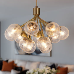 Urban Ambiance - Chandelier - UKC20658 Mid-Century Modern Indoor Chandelier, 22.25''H x 30''W x 30''Dep, Champagne Bronze Finish, Hartwell Collection -