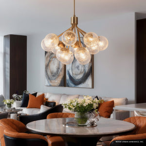 Urban Ambiance - Chandelier - UKC20658 Mid-Century Modern Indoor Chandelier, 22.25''H x 30''W x 30''Dep, Champagne Bronze Finish, Hartwell Collection -