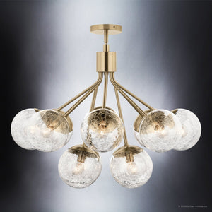 Urban Ambiance - Chandelier - UKC20658 Mid-Century Modern Indoor Chandelier, 22.25''H x 30''W x 30''Dep, Champagne Bronze Finish, Hartwell Collection -