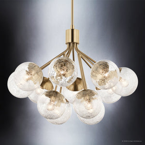 Urban Ambiance - Chandelier - UKC20658 Mid-Century Modern Indoor Chandelier, 22.25''H x 30''W x 30''Dep, Champagne Bronze Finish, Hartwell Collection -