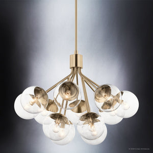Urban Ambiance - Chandelier - UKC20659 Mid-Century Modern Indoor Chandelier, 22.25''H x 30''W x 30''Dep, Champagne Bronze Finish, Hartwell Collection -