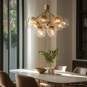 Urban Ambiance - Chandelier - UKC20659 Mid-Century Modern Indoor Chandelier, 22.25''H x 30''W x 30''Dep, Champagne Bronze Finish, Hartwell Collection -