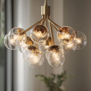 Urban Ambiance - Chandelier - UKC20659 Mid-Century Modern Indoor Chandelier, 22.25''H x 30''W x 30''Dep, Champagne Bronze Finish, Hartwell Collection -