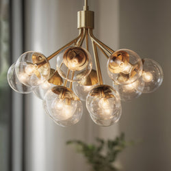 Urban Ambiance - Chandelier - UKC20659 Mid-Century Modern Indoor Chandelier, 22.25''H x 30''W x 30''Dep, Champagne Bronze Finish, Hartwell Collection -