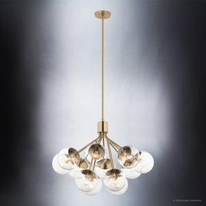 Urban Ambiance - Chandelier - UKC20659 Mid-Century Modern Indoor Chandelier, 22.25''H x 30''W x 30''Dep, Champagne Bronze Finish, Hartwell Collection -