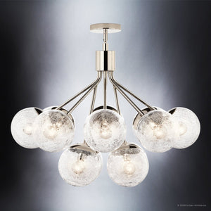 Urban Ambiance - Chandelier - UKC20660 Mid-Century Modern Indoor Chandelier, 22.25''H x 30''W x 30''Dep, Polished Nickel Finish, Hartwell Collection -