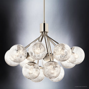 Urban Ambiance - Chandelier - UKC20660 Mid-Century Modern Indoor Chandelier, 22.25''H x 30''W x 30''Dep, Polished Nickel Finish, Hartwell Collection -