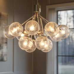 Urban Ambiance - Chandelier - UKC20660 Mid-Century Modern Indoor Chandelier, 22.25''H x 30''W x 30''Dep, Polished Nickel Finish, Hartwell Collection -