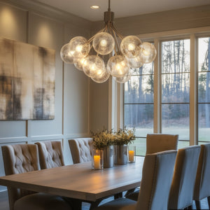 Urban Ambiance - Chandelier - UKC20660 Mid-Century Modern Indoor Chandelier, 22.25''H x 30''W x 30''Dep, Polished Nickel Finish, Hartwell Collection -