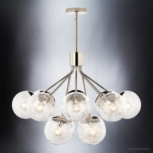 Urban Ambiance - Chandelier - UKC20660 Mid-Century Modern Indoor Chandelier, 22.25''H x 30''W x 30''Dep, Polished Nickel Finish, Hartwell Collection -