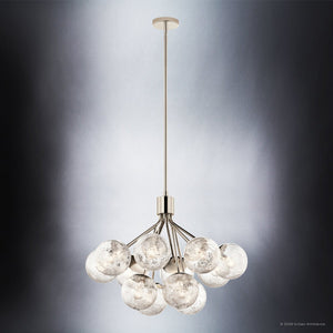 Urban Ambiance - Chandelier - UKC20660 Mid-Century Modern Indoor Chandelier, 22.25''H x 30''W x 30''Dep, Polished Nickel Finish, Hartwell Collection -