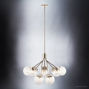 Urban Ambiance - Chandelier - UKC20661 Mid-Century Modern Indoor Chandelier, 22.25''H x 30''W x 30''Dep, Polished Nickel Finish, Hartwell Collection -