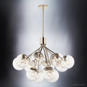 Urban Ambiance - Chandelier - UKC20661 Mid-Century Modern Indoor Chandelier, 22.25''H x 30''W x 30''Dep, Polished Nickel Finish, Hartwell Collection -