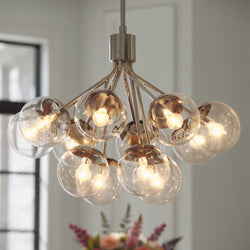 Urban Ambiance - Chandelier - UKC20661 Mid-Century Modern Indoor Chandelier, 22.25''H x 30''W x 30''Dep, Polished Nickel Finish, Hartwell Collection -