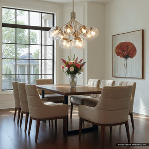 Urban Ambiance - Chandelier - UKC20661 Mid-Century Modern Indoor Chandelier, 22.25''H x 30''W x 30''Dep, Polished Nickel Finish, Hartwell Collection -